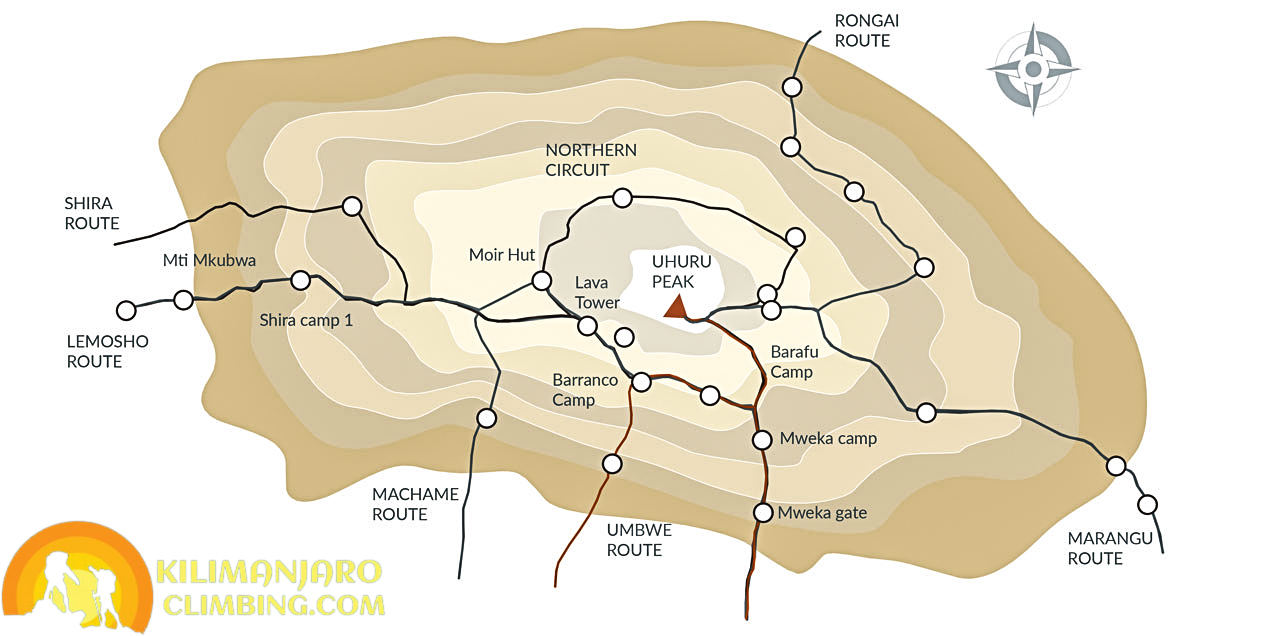 Umbwe Route Map